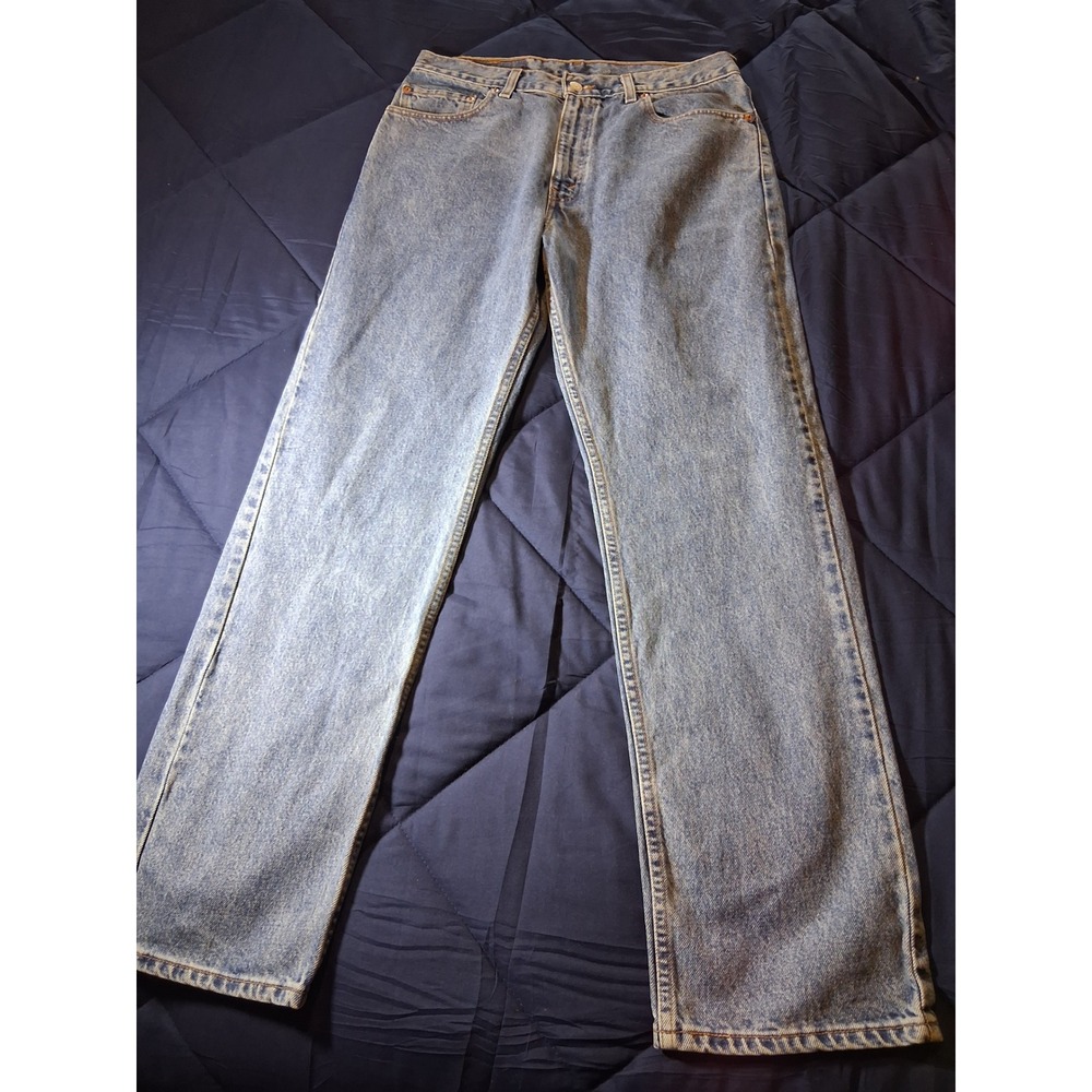 Vintage Levis 505 Regular Fit Straight Leg Jeans Light Wash Denim Mens 34x31
